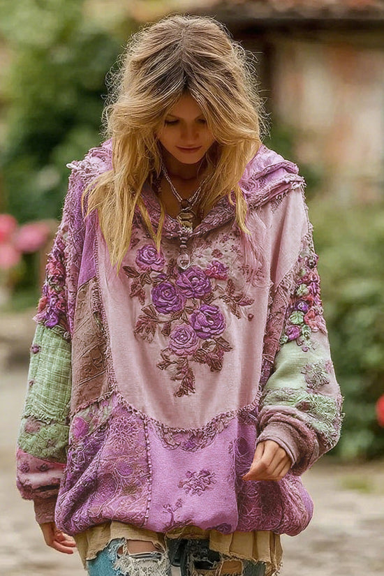 Women's Vintage Floral Pattern Hoodie