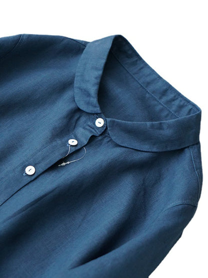 Literary And Retro Cotton Linen Shirt Dress