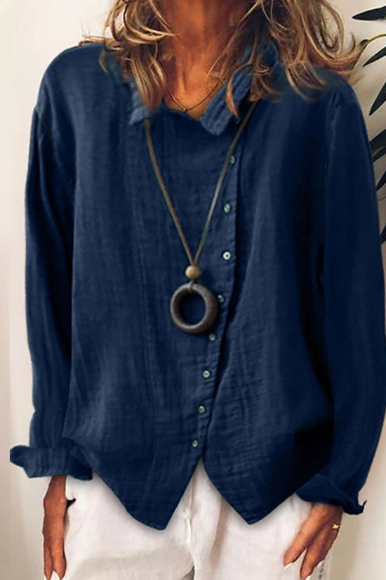Solid Color Long Sleeve Button Casual Shirt