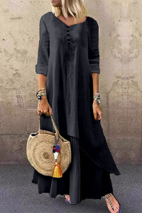 Casual Multi-layer Design Linen Dress