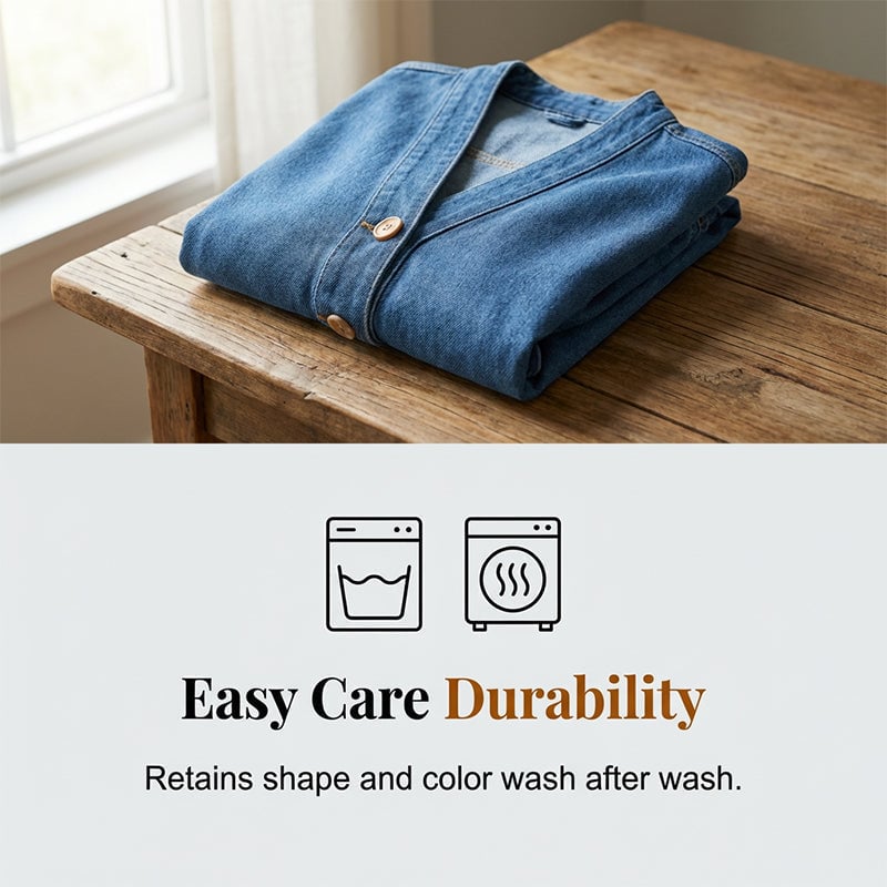 50% OFF NOW!✨ Women's Classic Button Front Denim Jacket V-Neck, Breathable Fabric & Relaxed Fit