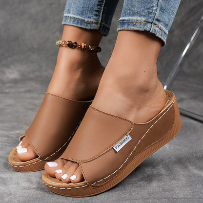 🔥Last Day Promotion 50% OFF - Women's Comfortable Thick Sole Arch Support Leather Slippers