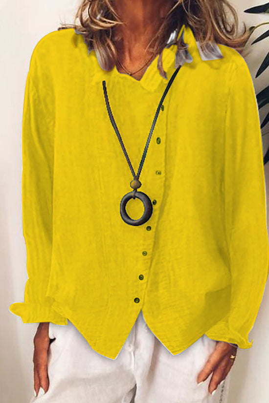 Solid Color Long Sleeve Button Casual Shirt