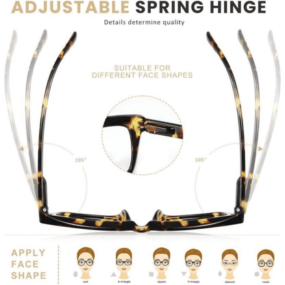 Tortoiseshell Reading Glasses-Blue Light Blocking Oversized Square Readers