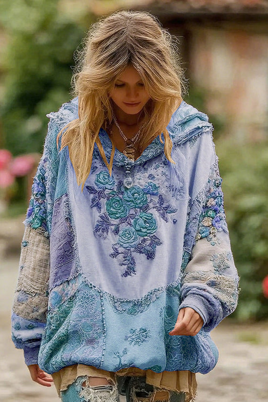 Women's Vintage Floral Pattern Hoodie