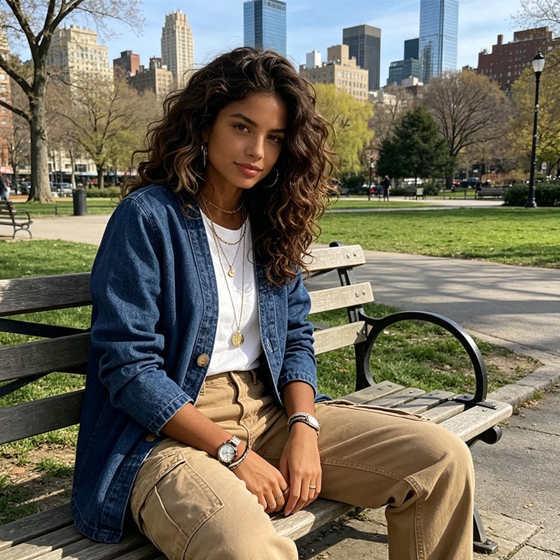 50% OFF NOW!✨ Women's Classic Button Front Denim Jacket V-Neck, Breathable Fabric & Relaxed Fit