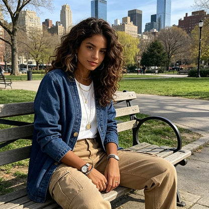 50% OFF NOW!✨ Women's Classic Button Front Denim Jacket V-Neck, Breathable Fabric & Relaxed Fit