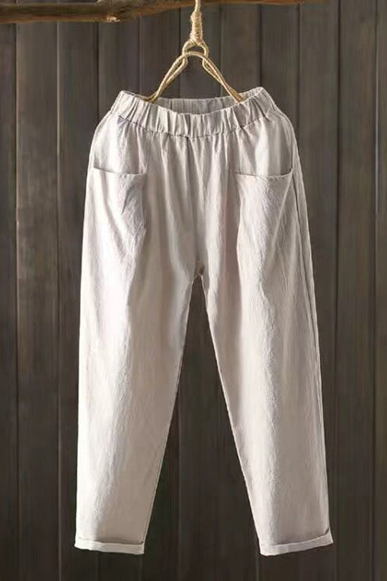 Vintage Pockets Comfy Cotton Linen Pants