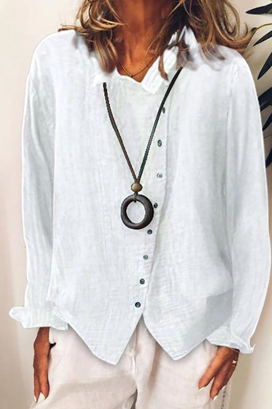 Solid Color Long Sleeve Button Casual Shirt