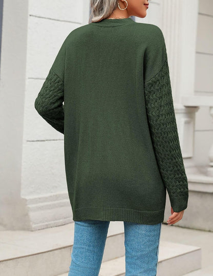 Zeagoo Womens 2024 Long Sleeve Chunky Cable Knit Fall Cardigans Sweaters Button Down Open Front Outerwear with Pockets