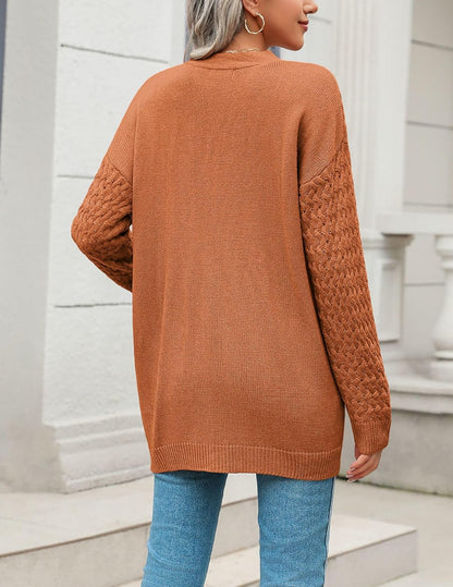 Zeagoo Womens 2024 Long Sleeve Chunky Cable Knit Fall Cardigans Sweaters Button Down Open Front Outerwear with Pockets