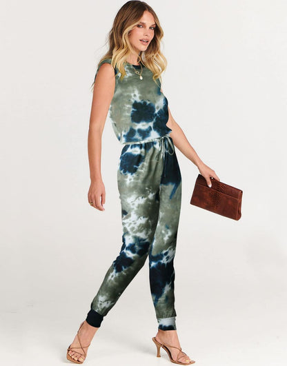 ANRABESS Crewneck Sleeveless Stretchy Jumpsuits Rompers with Pockets