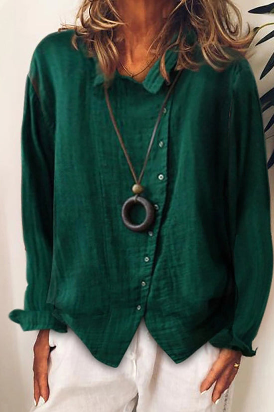 Solid Color Long Sleeve Button Casual Shirt