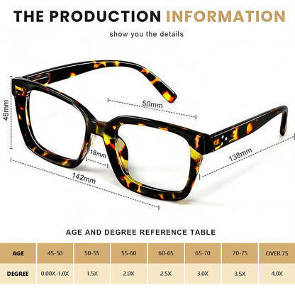 Tortoiseshell Reading Glasses-Blue Light Blocking Oversized Square Readers