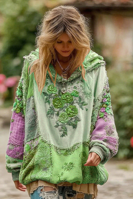 Women's Vintage Floral Pattern Hoodie