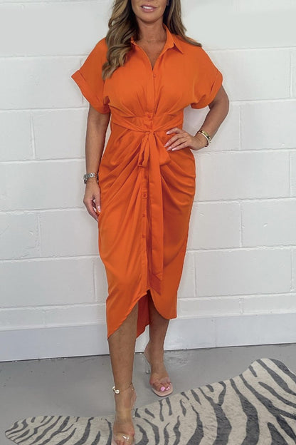 🔥50% Off-Limited Time⏳ Solid Color Shirt Dress