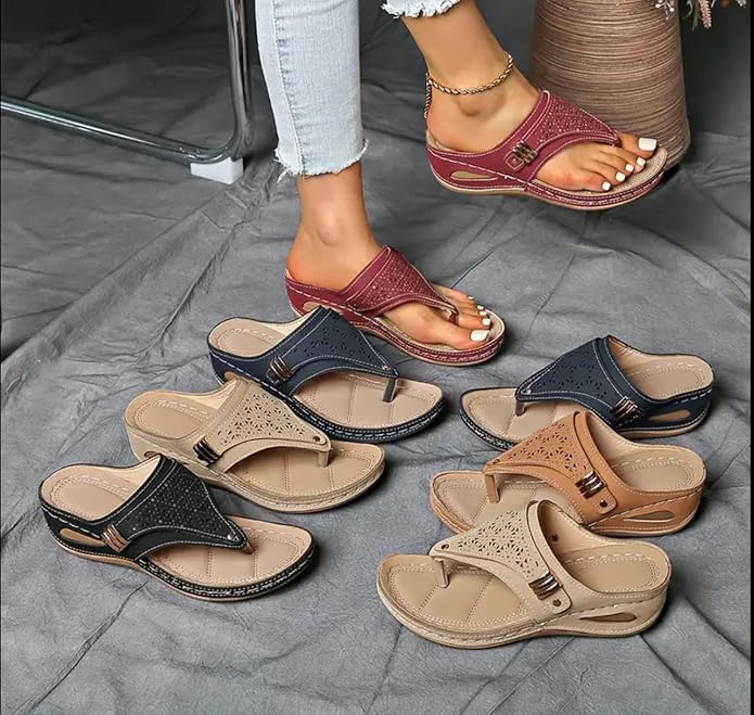 Flip Flops for Women Wedge Sandals with Arch Support Wedge Heel Vintage Wide Width Sandals